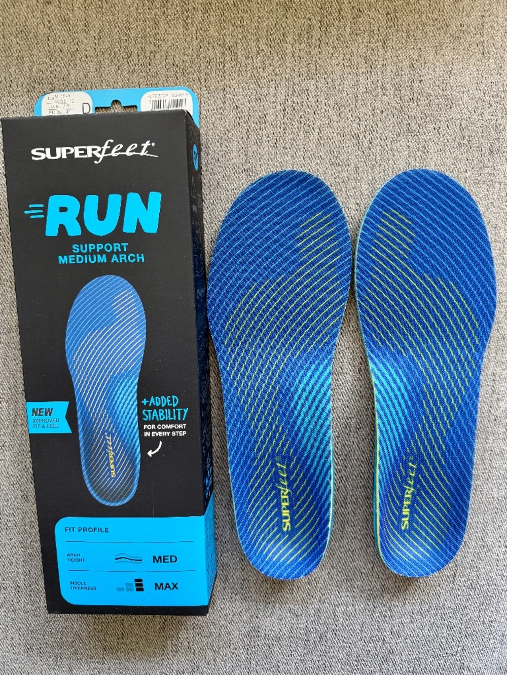 NEW Superfeet Run Support Insoles (M:7.5-9/W:8.5-10)